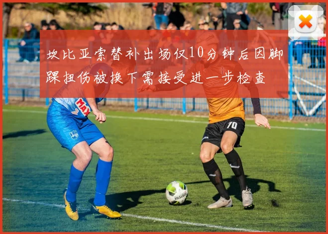 坎比亚索替补出场仅10分钟后因脚踝扭伤被换下需接受进一步检查